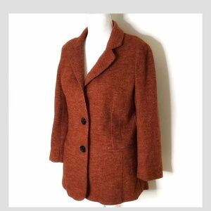 Anthropologie Cartonnier Blazer Pumpkin Spice Orange Notch Collar Button Front